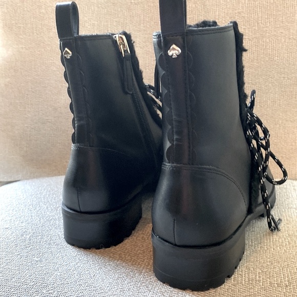 Kate Spade Black Combat Moto goth whimsical lace up Boots - 7 - Picture 2 of 4